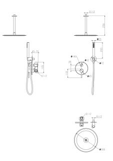 Душевая система скрытого монтажа Grocenberg GB5099BL-4 Чёрный матовый